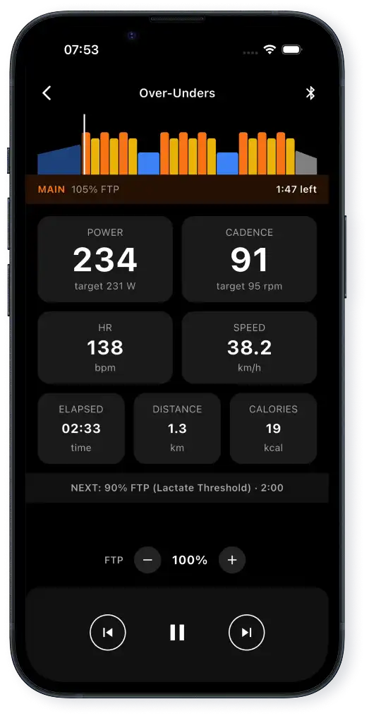 OpenCycling live workout screen