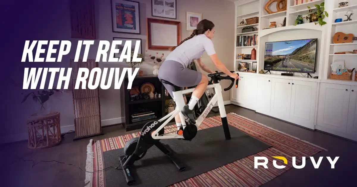 Cyclist training with ROUVY at home